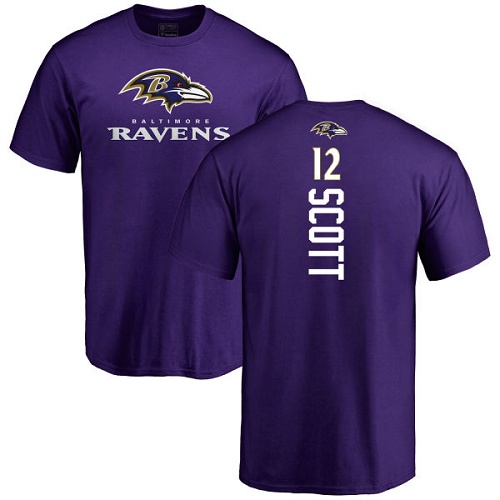 Men Baltimore Ravens Purple Jaleel Scott Backer NFL Football #12 T Shirt->baltimore ravens->NFL Jersey